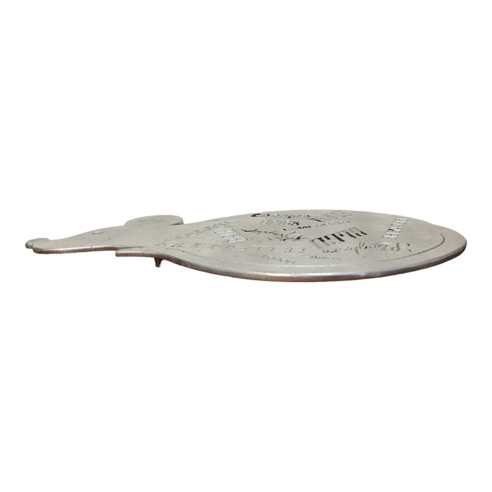 Vtg MCM 1975 Pewter Aluminum Mouse Cheese Plate Trivet Hot Plate‎ GOUDA GRUYERE